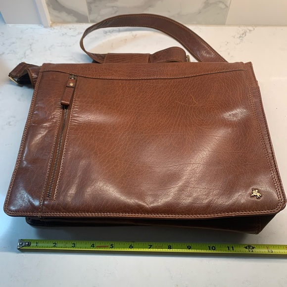 Visconti London Brown Leather Messenger Bag - Picture 10 of 13